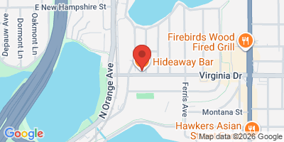 Map showing location of Hideaway Bar
