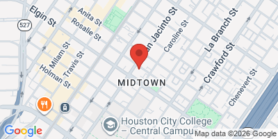 Map showing location of Social Beer Garden HTX