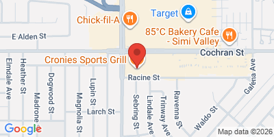 Map showing location of Cronies Sports Grill