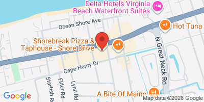 Map showing location of Shorebreak Pizza & Taphouse - Shore Drive