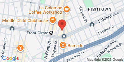 Map showing location of Frankford Hall