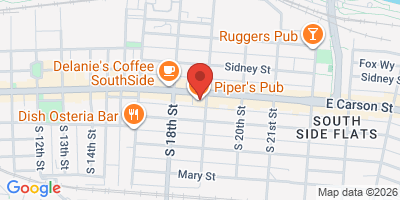 Map showing location of Piper's Pub