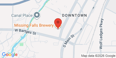 Map showing location of Missing Falls Brewery