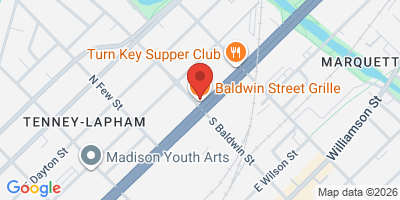 Map showing location of Baldwin Street Grille