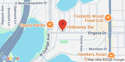 Map showing location of Hideaway Bar