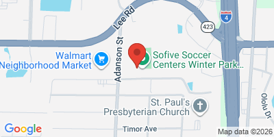 Map showing location of Sofive Soccer Centers Winter Park (XL Soccer World)