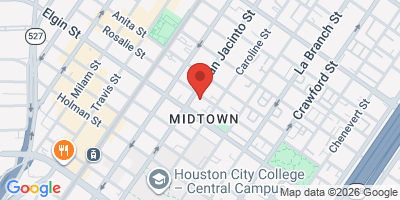 Map showing location of Social Beer Garden HTX