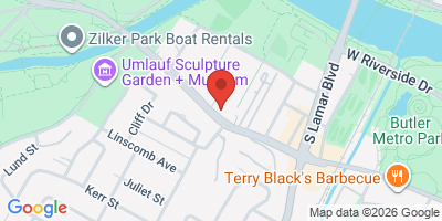 Map showing location of Lou's Barton Springs
