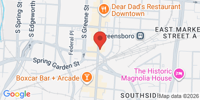 Map showing location of Natty Greene's Pub and Brewing Co