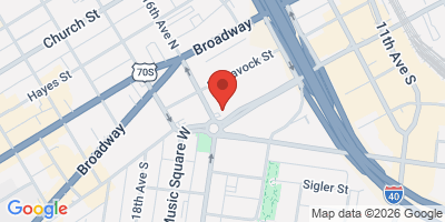 Map showing location of Tailgate Brewery Music Row