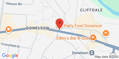 Map showing location of Party Fowl Donelson