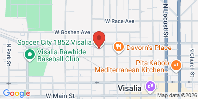 Map showing location of Soccer City 1852 Visalia