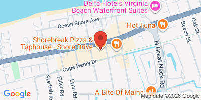 Map showing location of Shorebreak Pizza & Taphouse - Shore Drive