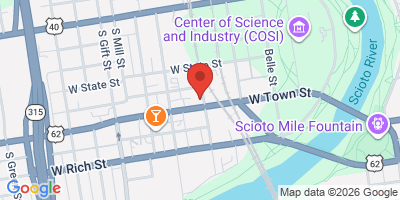 Map showing location of Land-Grant Brewing Co
