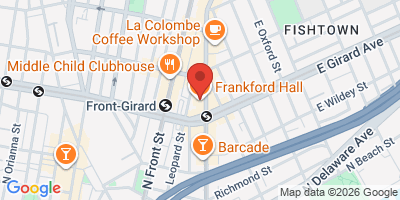 Map showing location of Frankford Hall