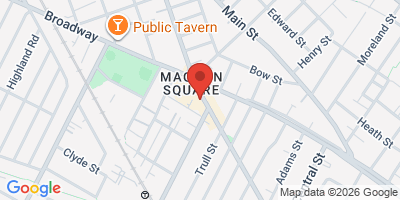 Map showing location of Olde Magoun's Saloon