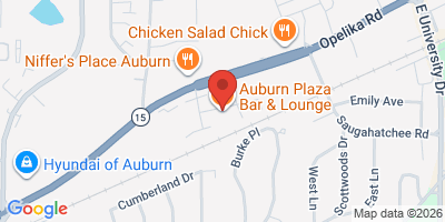 Map showing location of Auburn Plaza Bar & Lounge