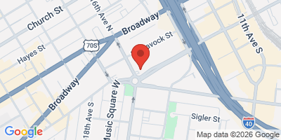 Map showing location of Tailgate Brewery Music Row