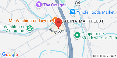 Map showing location of Abbey Burger Mt. Washington