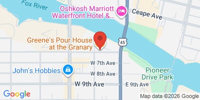 Map showing location of Greene's Pour House at the Granary