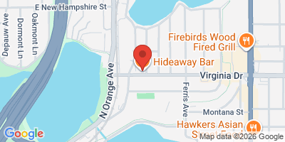 Map showing location of Hideaway Bar