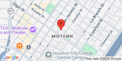 Map showing location of Social Beer Garden HTX