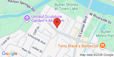 Map showing location of Lou's Barton Springs