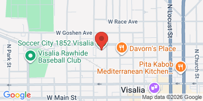 Map showing location of Soccer City 1852 Visalia