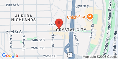 Map showing location of Crystal City Sports Pub