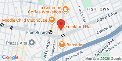 Map showing location of Frankford Hall
